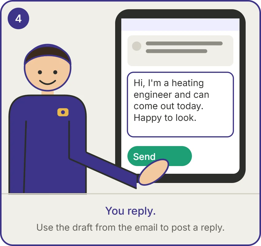 You reply: use the draft from the email to post a reply.